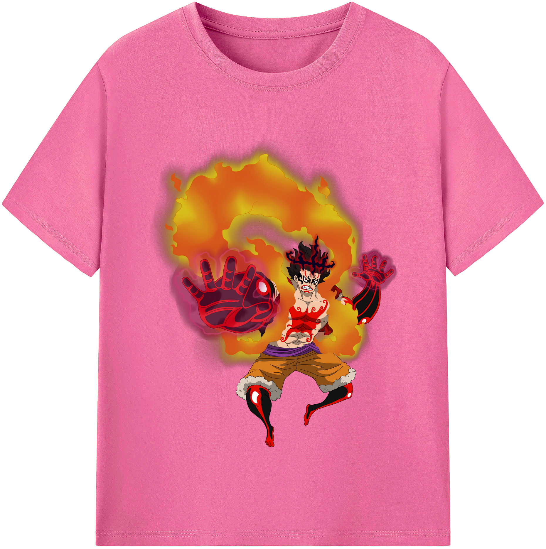 ワンピース モンキー・D・ルフィ ONE PIECE Monkey D. Luffy レディースカジュアルプリントTシャツ（綿100％）